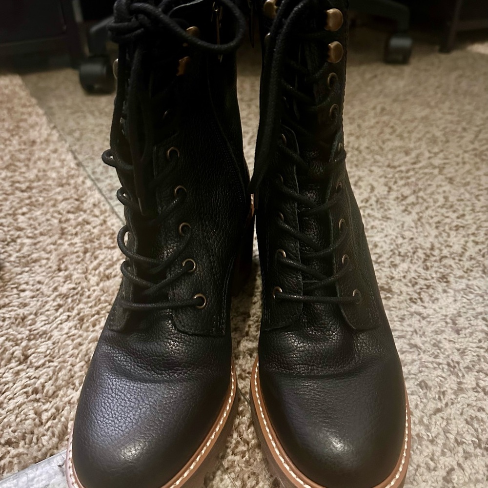 Crown Vintage Black Leather Ankle Boots